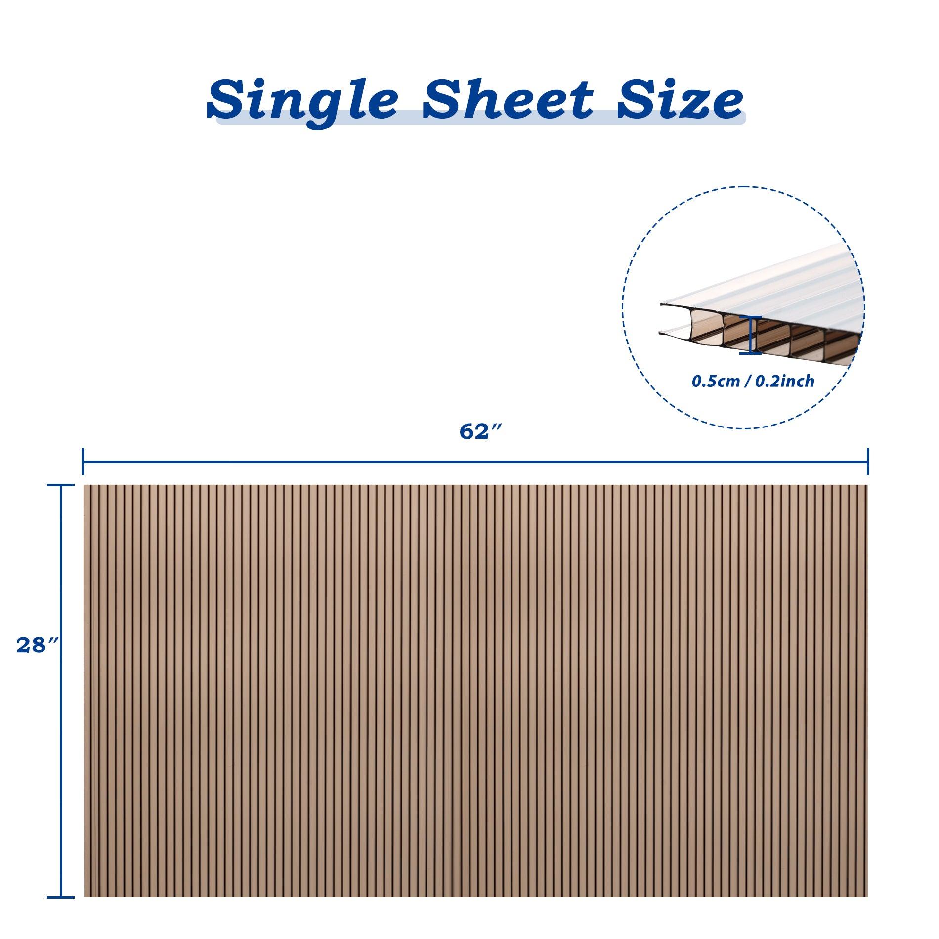 28"x62" 6-Piece Polycarbonate Greenhouse Panels, Waterproof UV Protected Reinforced Sheets - Aoodor